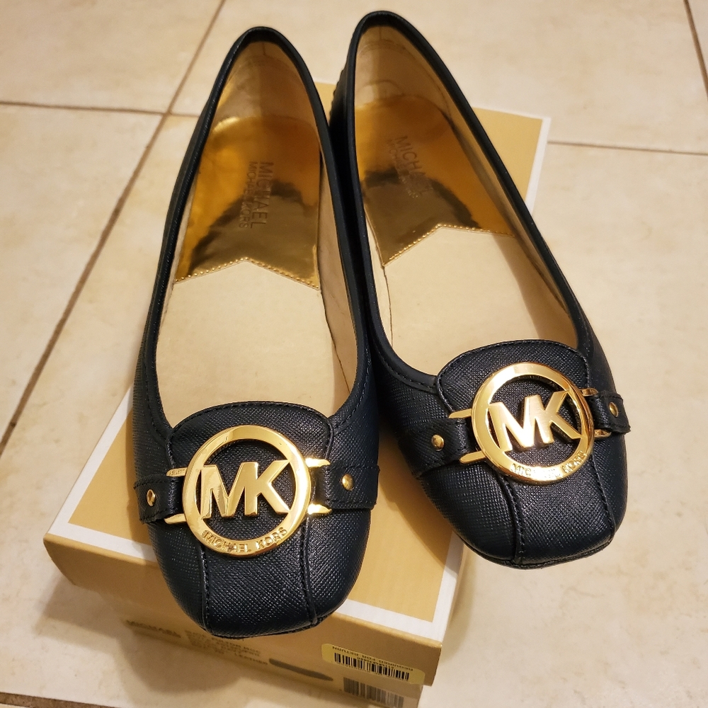 Michael Kors Fulton Moc in navy blue and gold